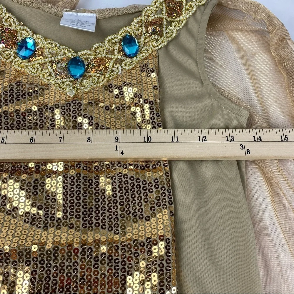 Cleopatra Egyptian Girls Large Gold Sequin Jeweled Dress Costume
